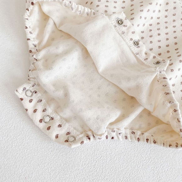 Polkadot Baby Romper Bunny Hat Set Coffee Brown - Picture 3 of 8